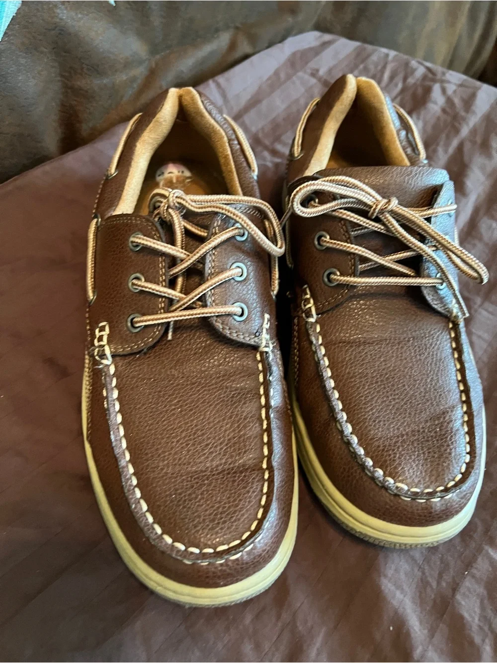 Benjamin Walk Brown Leather Boat Shoes with Tan Soles